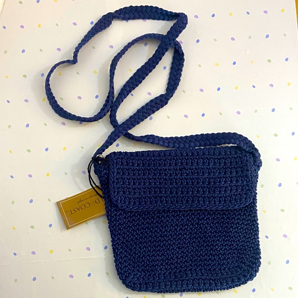 Gold Coast Navy Blue Crochet Shoulder Bag Crossbody Purse New